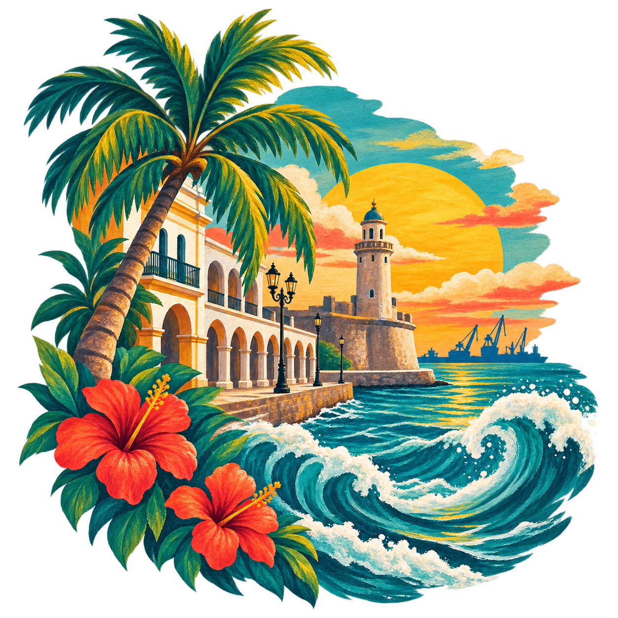 Ilustración del puerto de Veracruz
